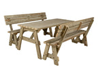 Victoria Space Saving Picnic Table and Benches Set With Backrest