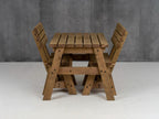 Victoria Space Saving Picnic Table and Benches Set With Backrest - Rustic Finish