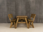 Victoria Space Saving Picnic Table and Benches Set With Backrest - Rustic Finish