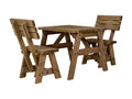 Victoria Space Saving Picnic Table and Benches Set With Backrest - Rustic Finish