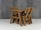 Victoria Space Saving Picnic Table and Benches Set With Backrest - Rustic Finish