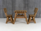 Victoria Space Saving Picnic Table and Benches Set With Backrest - Rustic Finish