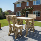Victoria Space Saving Picnic Table and Benches Set with backrest in natural finish