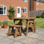 Victoria Space Saving Picnic Table and Benches Set - Rustic Finish