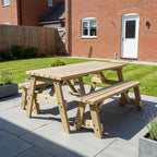 Victoria Space Saving Picnic Table and Benches Set in natural light green finish