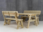 Victoria Space Saving Rounded Picnic Table and Benches Set With Backrest