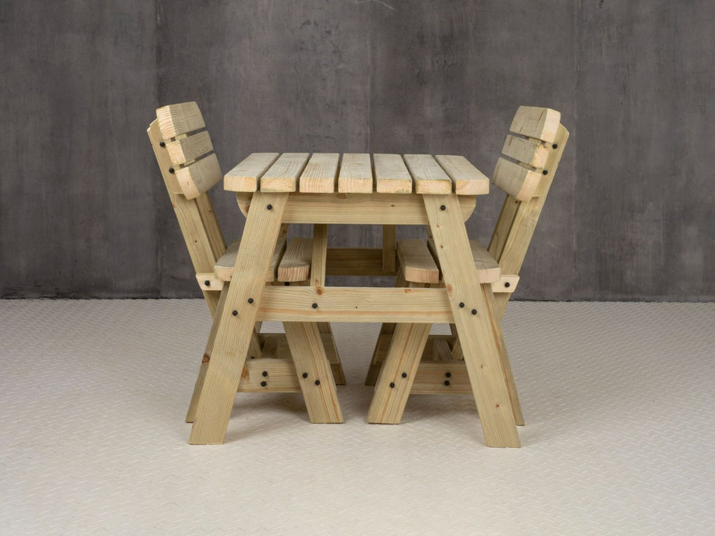 Victoria Space Saving Rounded Picnic Table and Benches Set With Backrest