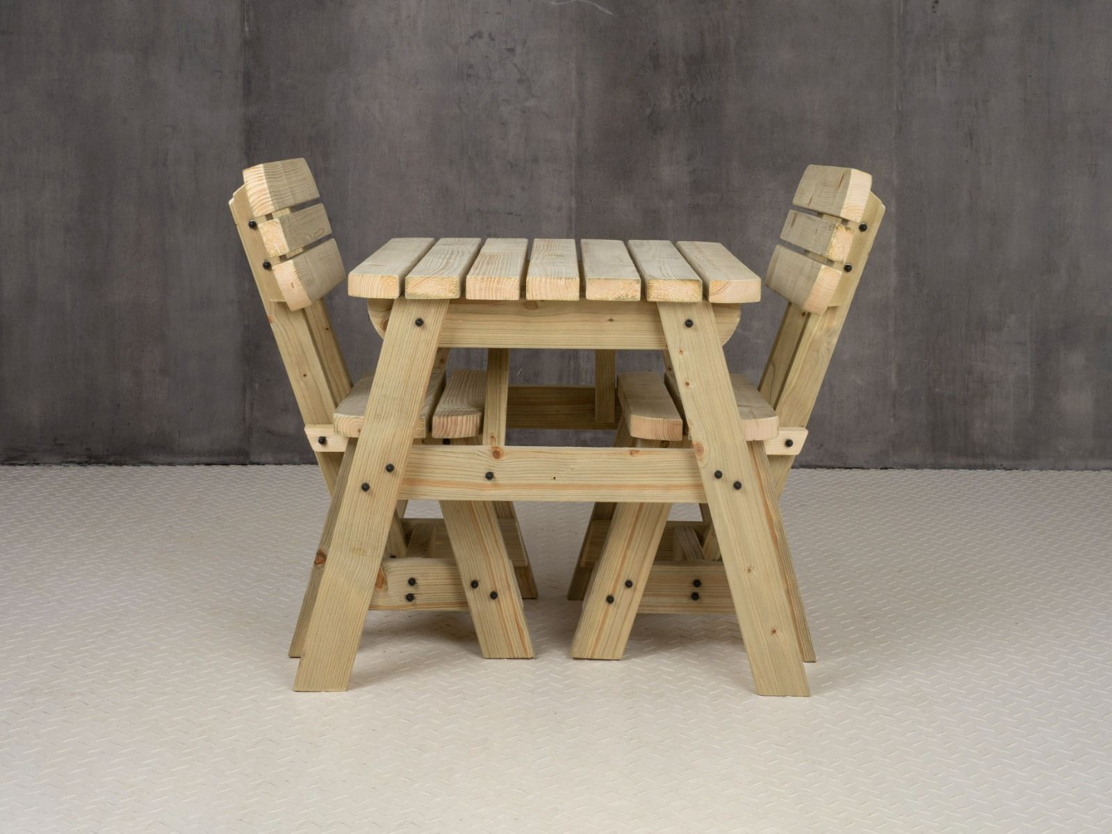 Victoria Space Saving Rounded Picnic Table and Benches Set With Backrest