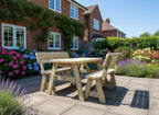 Victoria Space Saving Rounded Picnic Table and Benches Set With Backrest