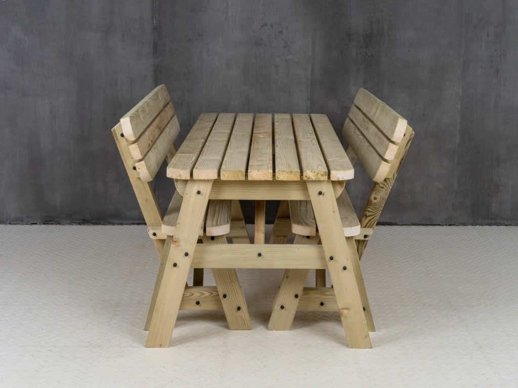 Victoria Space Saving Rounded Picnic Table and Benches Set With Backrest