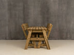 Victoria Space Saving Rounded Picnic Table and Bench Set With Backrest - Rustic Finish
