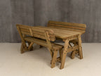 Victoria Space Saving Rounded Picnic Table and Bench Set With Backrest - Rustic Finish