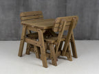 Victoria Space Saving Rounded Picnic Table and Bench Set With Backrest - Rustic Finish