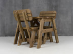 Victoria Space Saving Rounded Picnic Table and Bench Set With Backrest - Rustic Finish