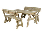 Victoria Space Saving Rounded Picnic Table and Benches Set With Backrest