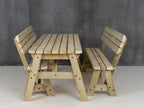 Victoria Space Saving Rounded Picnic Table and Benches Set With Backrest