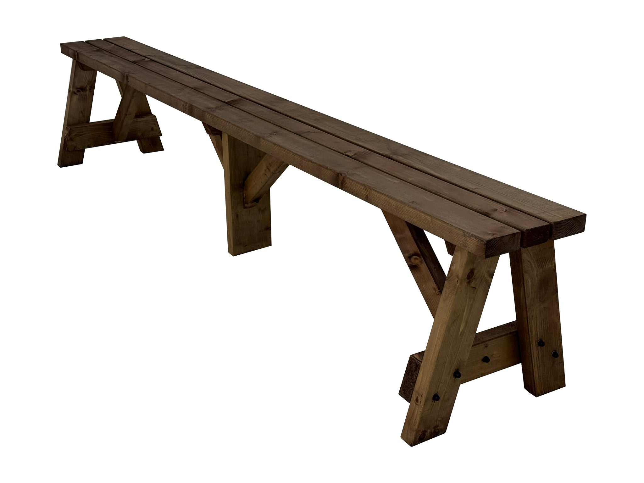 Victoria Wooden Garden Bench, Outdoor Fence Seat - Rustic Brown Finish