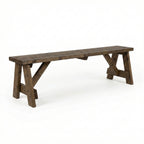 Victoria Wooden Garden Bench, Outdoor Fence Seat - Rustic Brown Finish