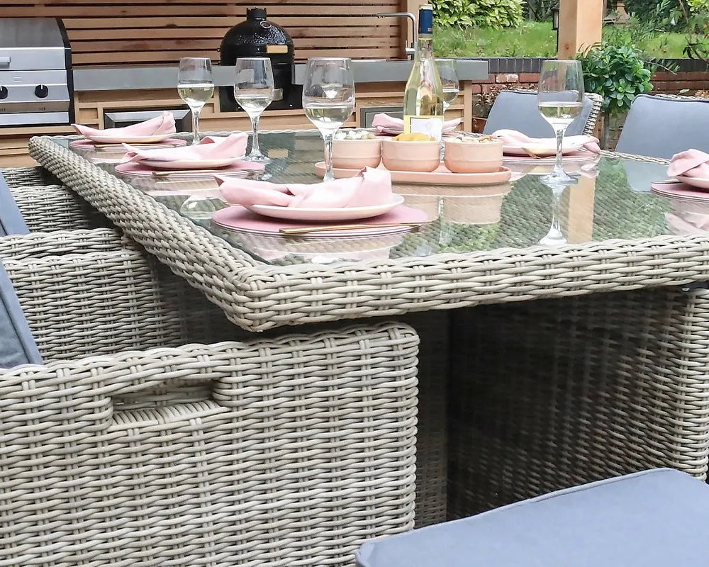 Royalcraft Wentworth 10 Seater Cube Garden Dining Set | Aluminium & Rattan