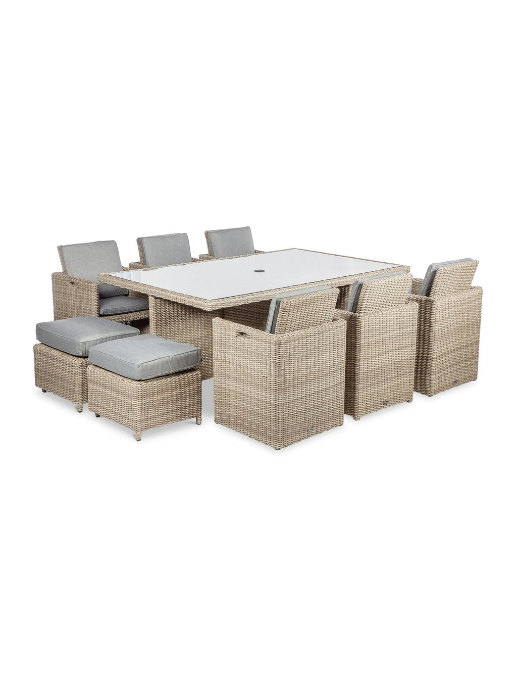 Royalcraft Wentworth 10 Seater Cube Garden Dining Set | Aluminium & Rattan