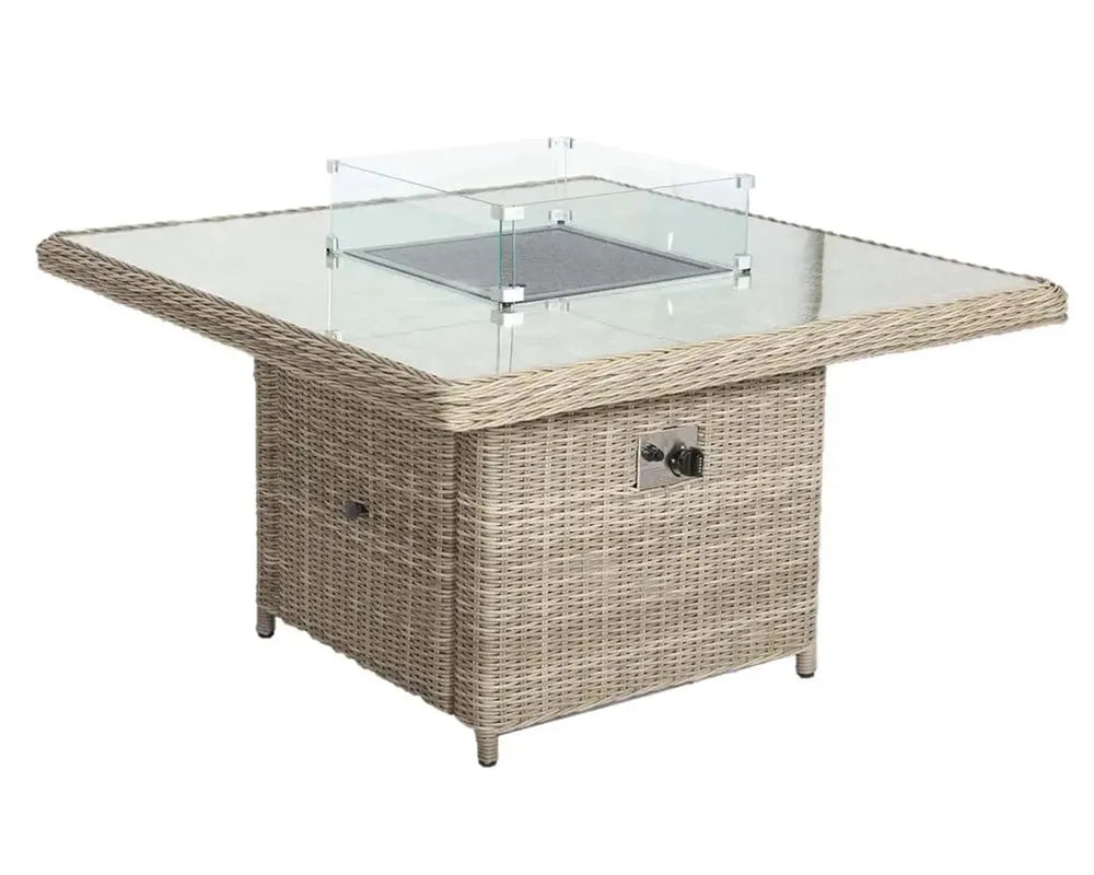 Royalcraft Wentworth 8 Seater Modular Corner Garden Dining Set with Fire Pit Table | Rattan