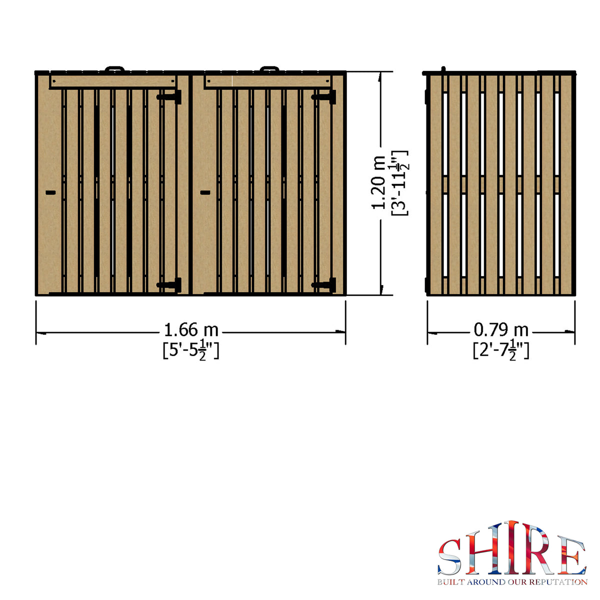 Double Wheelie Bin Store | 6x3 Pressure Treated Timber Bin Store
