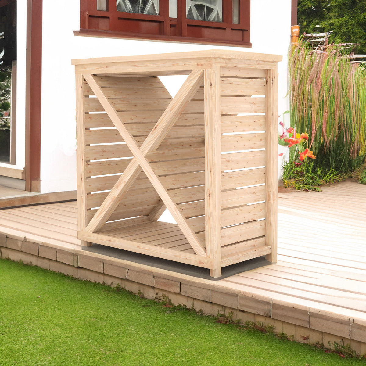 Woodlowe Cross Log Store | 3x1 Pressure Treated Timber Log Store