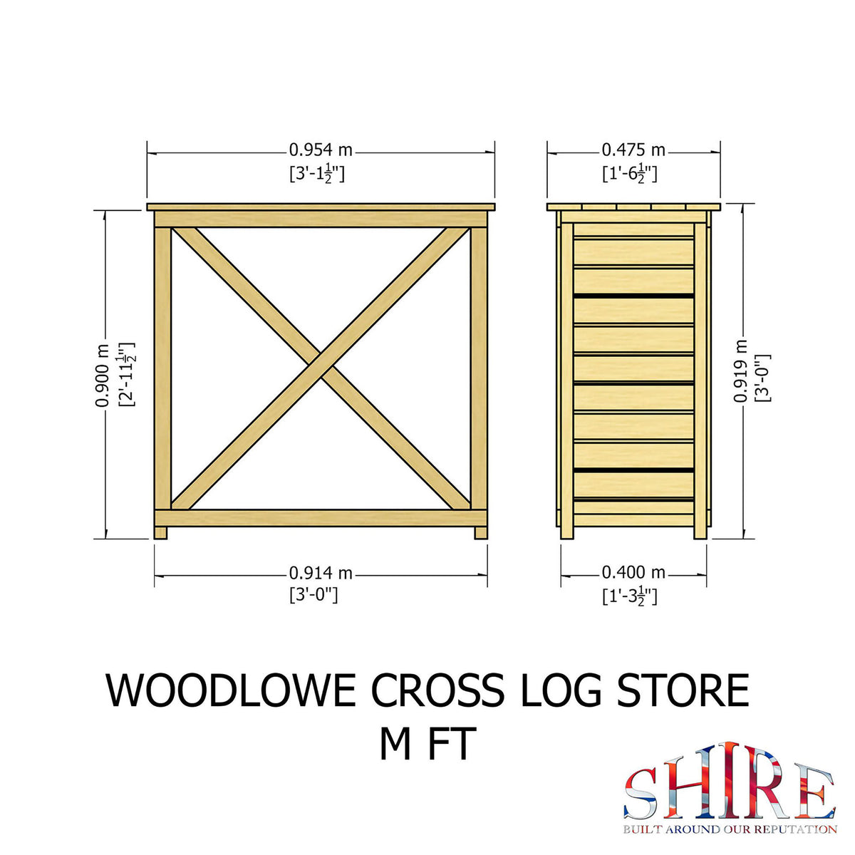 Woodlowe Cross Log Store | 3x1 Pressure Treated Timber Log Store