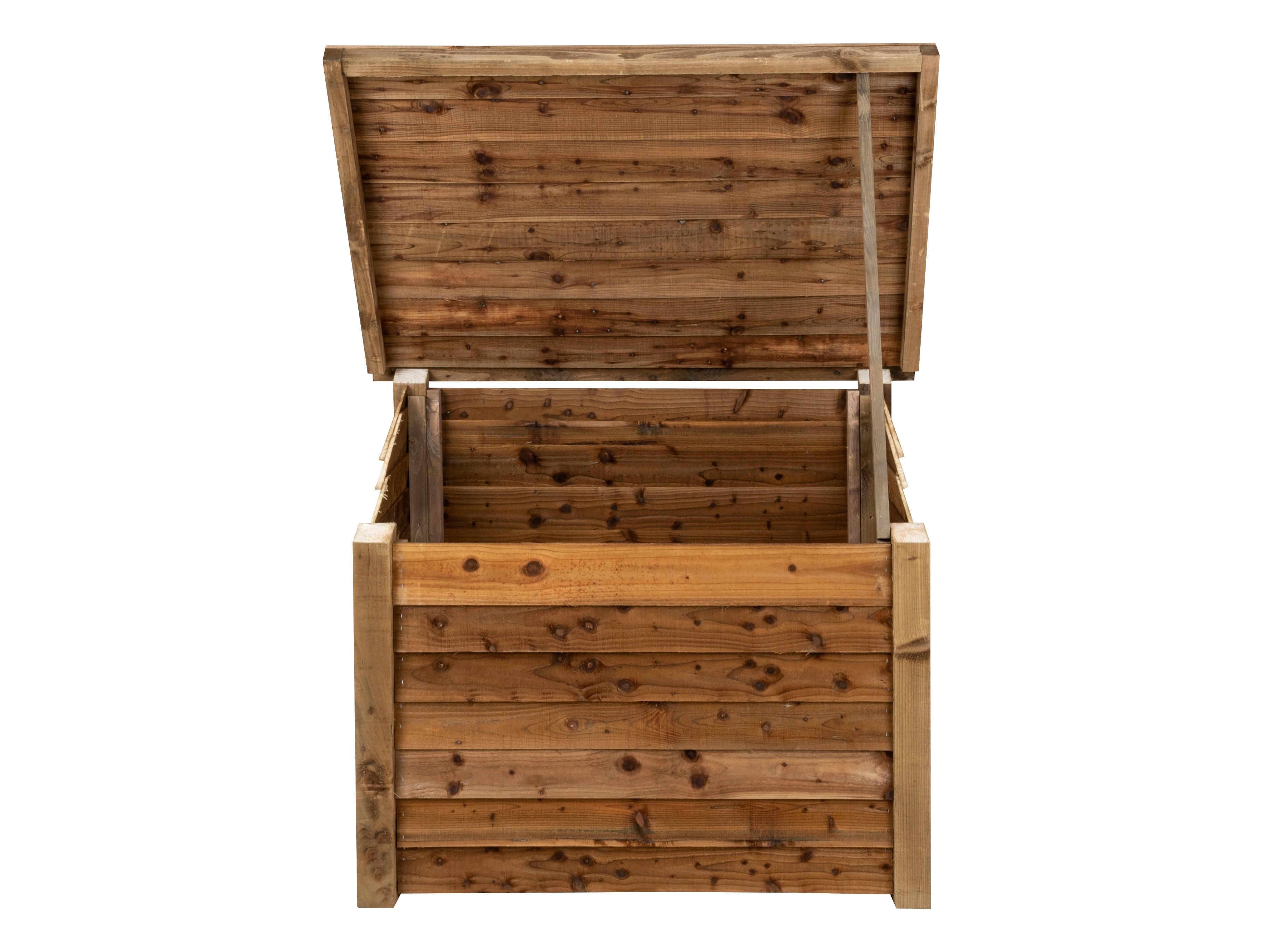 Wooden Log Chest Storage | Featheredge Firewood Store with Lid | Brown