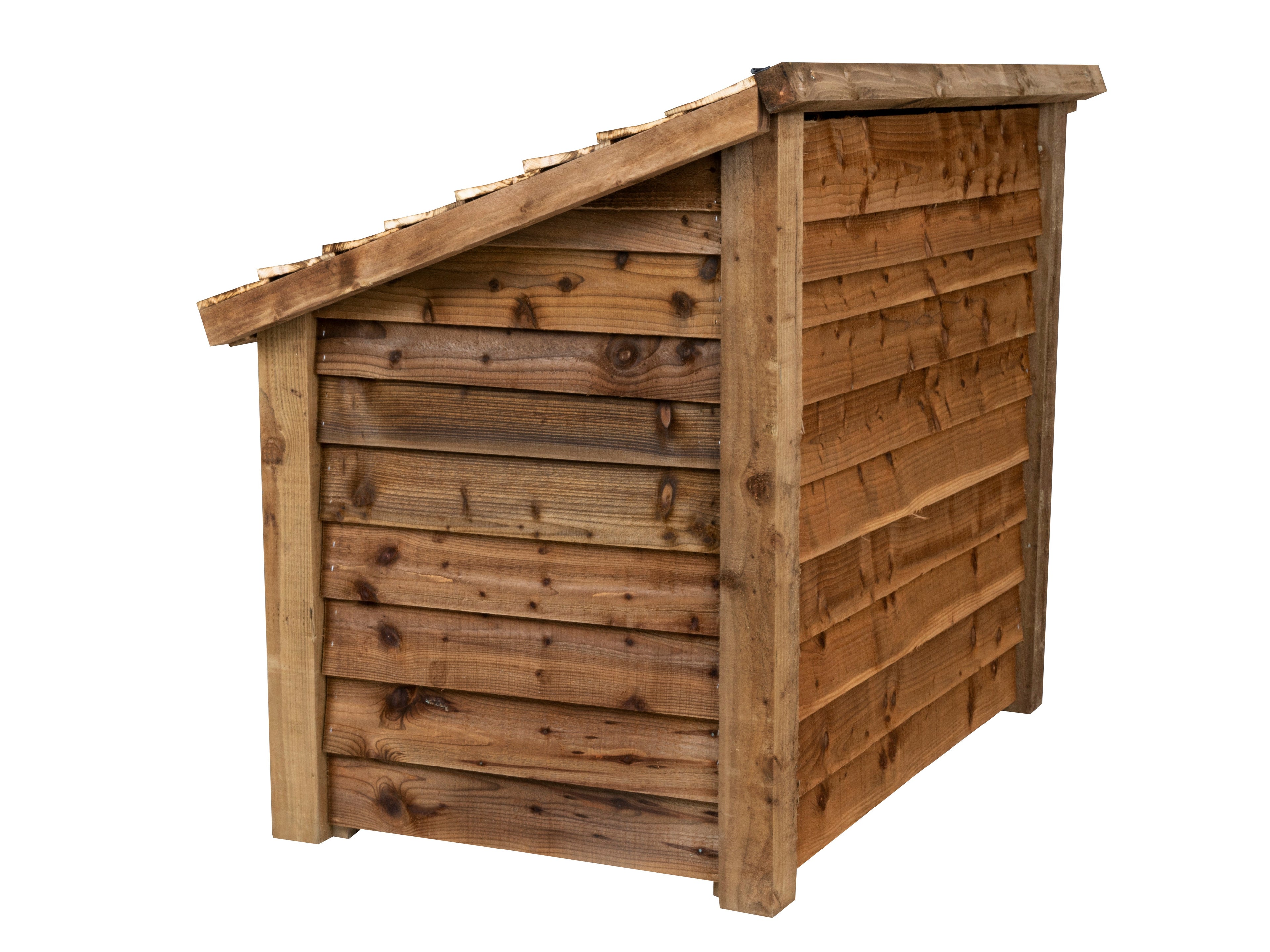 Wooden Log Chest Storage | Featheredge Firewood Store with Lid | Brown