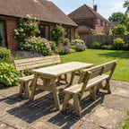 Victoria Picnic Table and Benches Set with backrest in natural light green finish