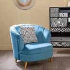 Orlina Accent Chair | Blue Velvet Scalloped Curved Chair
