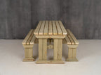 Yews Rounded Space Saving Picnic Table and Benches Set