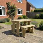 Yews Rounded Space Saving Picnic Table and Benches Set