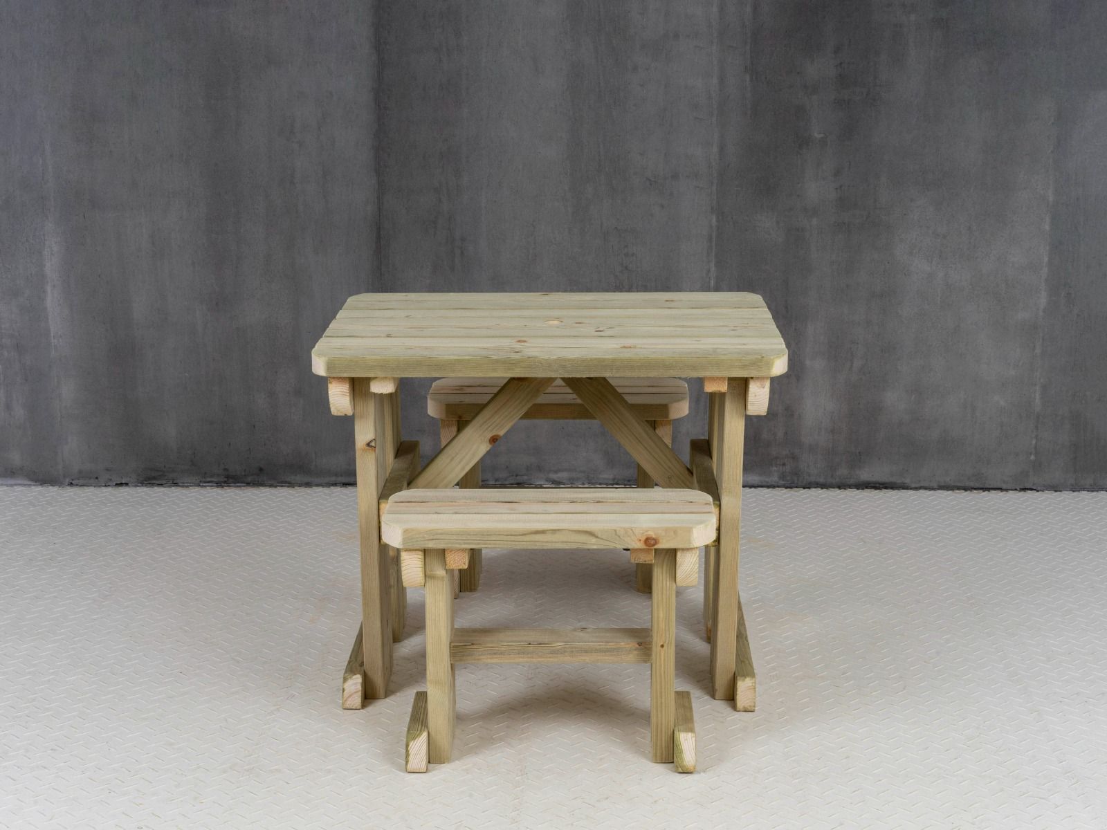 Yews Rounded Space Saving Picnic Table and Benches Set