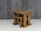 Yews Rounded Space Saving Picnic Table and Benches Set - Rustic Finish
