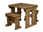 Yews Rounded Space Saving Picnic Table and Benches Set - Rustic Finish
