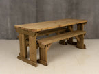 Yews Rounded Space Saving Picnic Table and Benches Set - Rustic Finish