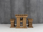 Yews Rounded Space Saving Picnic Table and Benches Set - Rustic Finish