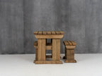 Yews Rounded Space Saving Picnic Table and Benches Set - Rustic Finish