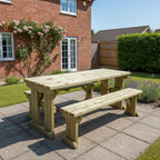Yews Space Saving Picnic Table and Benches Set in natural light green finish