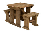 Yews Space Saving Picnic Table and Benches Set - Rustic Finish