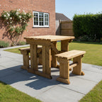 Yews Space Saving Picnic Table and Benches Set - Rustic Finish
