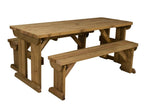 Yews Space Saving Picnic Table and Benches Set - Rustic Finish