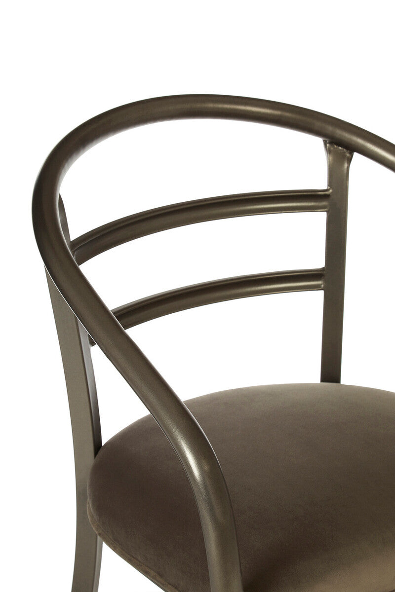 New Foundry Dining Chair | Brown Fabric Curved Dining Chair