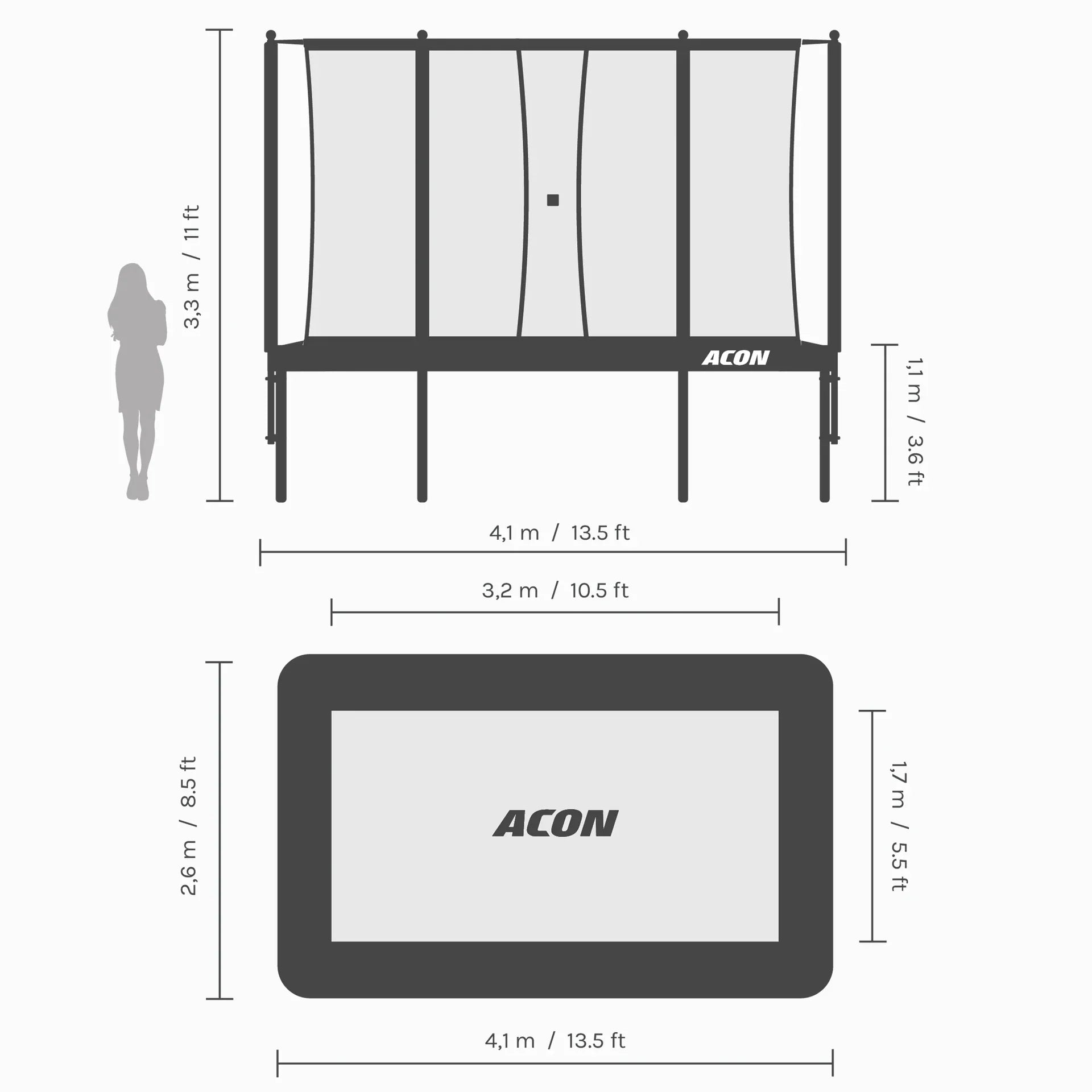 ACON 13 HD Trampoline | Compact Rectangular Performance