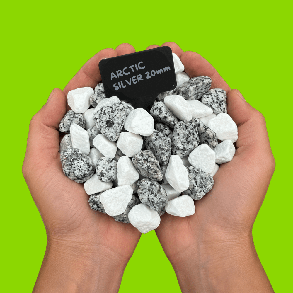 Arctic Silver Gravel | 20mm White Marble & Grey Granite Chippings