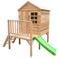 Evermeadow raised wooden tower playhouse with slide for the garden