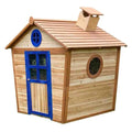 Redwood Lodge pre-painted fir wooden playhouse in woodland colours for the garden