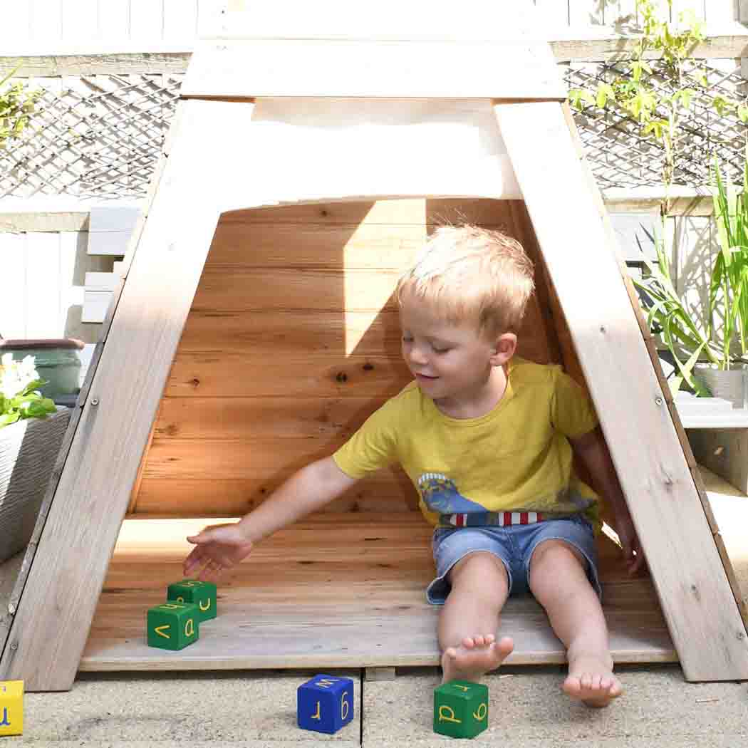 Wooden Teepee Playhouse with Floor | Kids' Indoor & Outdoor Hideaway